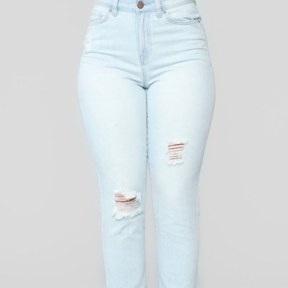 Light blue ripped high waisted jeans - Picture 2 of 4